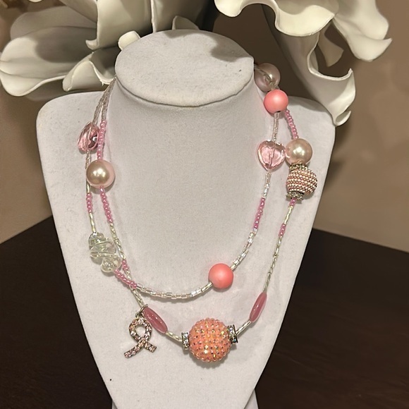 Jewelry - New Handmade Semi-Precious Pink and Clear Necklace